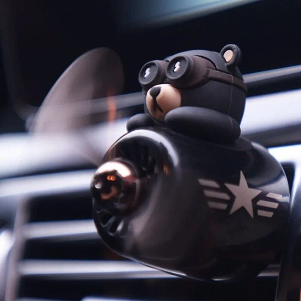Refreshing Pilot Bear Car Air Freshener with Rotating Propeller - Lemon Scent - Picture 4 of 6